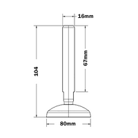 30-M16D80-1 MODULAR SOLUTIONS PLASTIC FOOT<br>80MM PAD, M16 STEM W/ JAM NUT